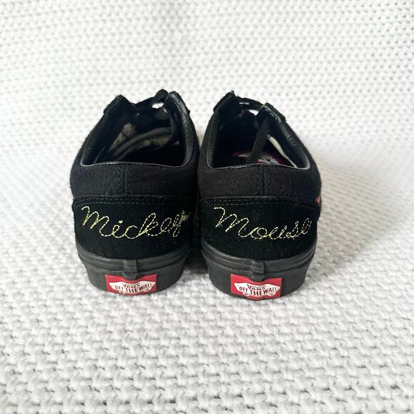 Vans Disney Old Skool Mickey Mouse Club Black Suede Red Stripe Low Top Sneakers - Picture 5 of 11